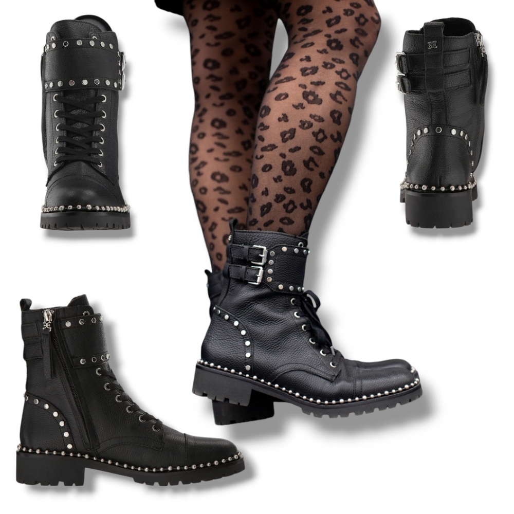Sam Edelman Jennifer Studded Black Combat Boots
